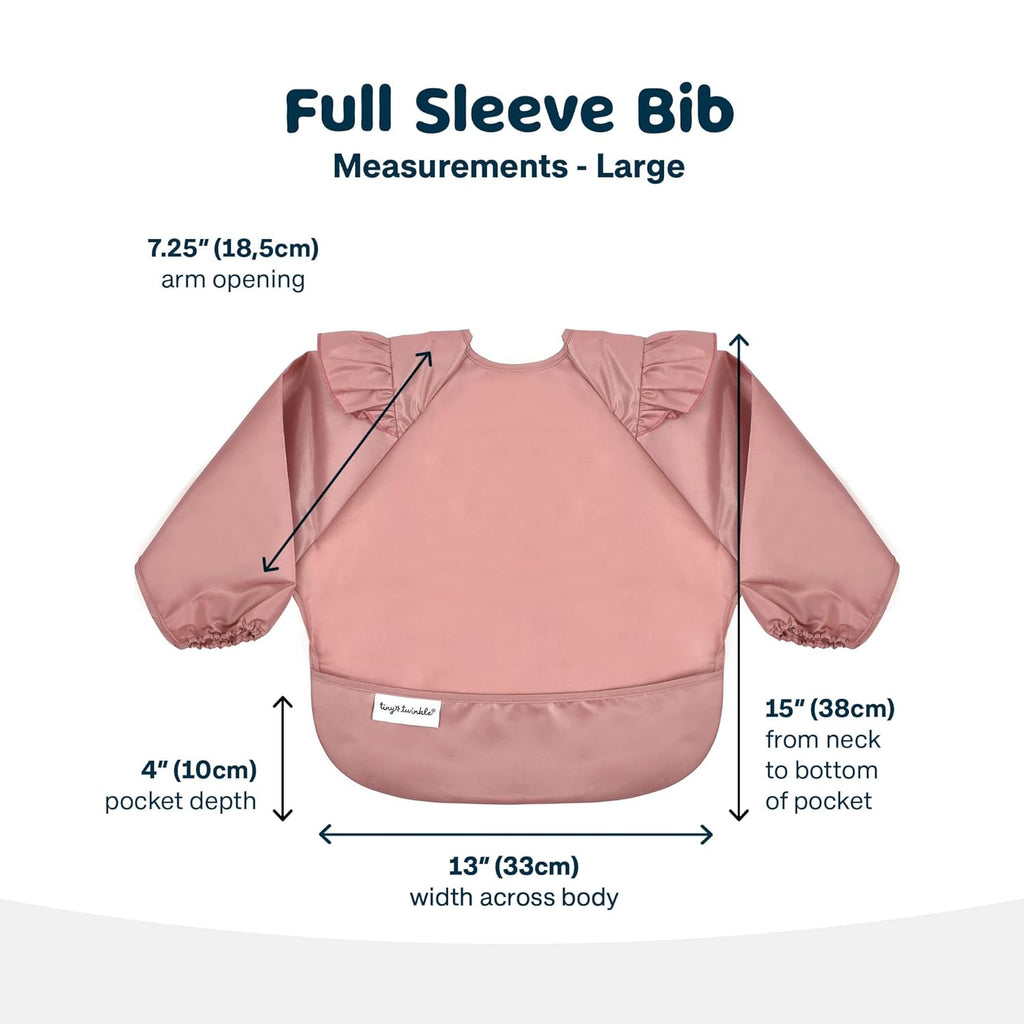 Tiny Twinkle Mess Proof Baby Bib,Waterproof Smock Baby Bib for Eating,Machine Washable Long Sleeve Bib,Baby Led Weaning,Toddler Bib,BLW Supplies(Taupe, Large 2-4 Years)