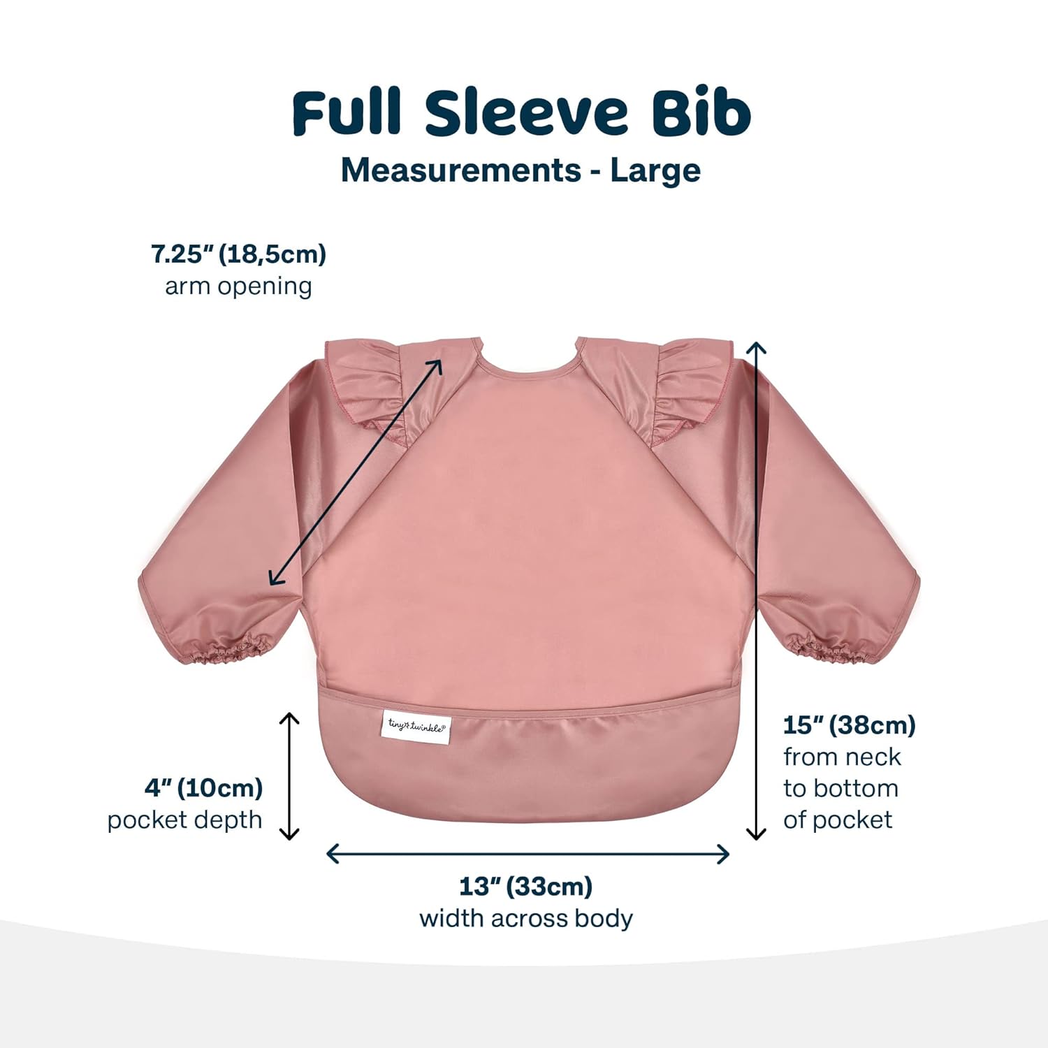 Tiny Twinkle Mess Proof Baby Bib,Waterproof Smock Baby Bib for Eating,Machine Washable Long Sleeve Bib,Baby Led Weaning,Toddler Bib,BLW Supplies(Taupe, Large 2-4 Years)