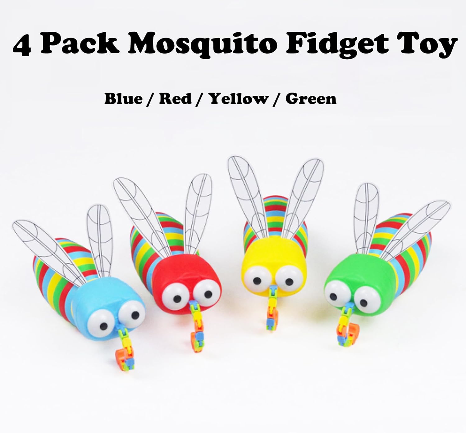Mosquito Fidget Toy, Quite Toys Fidget Slug Toy for Kids, Restaurant Toys for Toddlers, Road Trip Plane Car Travel Activities for Kids Toddlers (Mosquito, 4 Pack)