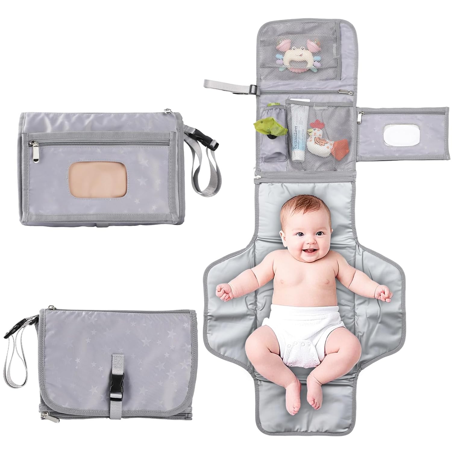 Portable Baby Diaper Changing Pad with Wipe Dispenser and Waste Bag Dispenser Detachable Diaper Changing Travel Bag with Waterproof Changing Mat Well Organized for Changing Kits