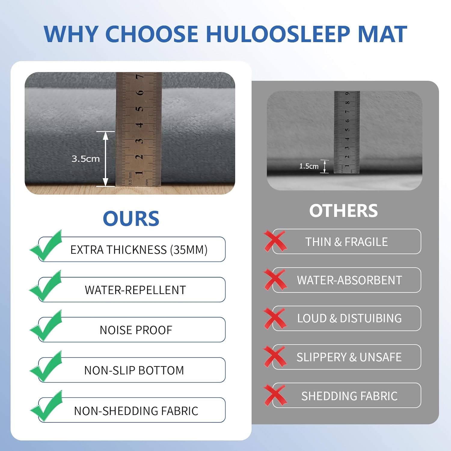 Baby Play Mat for Floor,1.3" Thick Elasti-Foam 50x50 Playpen Mat for Toddlers Infant Kids,Water-Repellent Soft Coral Velvet Tummy Time Mat,Non Slip Crawling Mat,Tatami Mat(Light Grey)