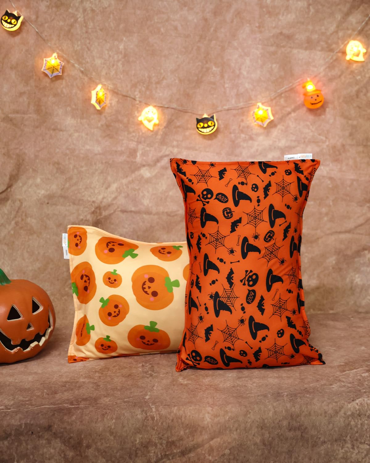 ALVABABY Toddler Pillowcases Stretchy Soft Kids Pillow Cover 2 Pack Fit 13"x 18" or 12"x16" Envelope for Girl Boy Sleepy Travel Halloween 2TPE34A