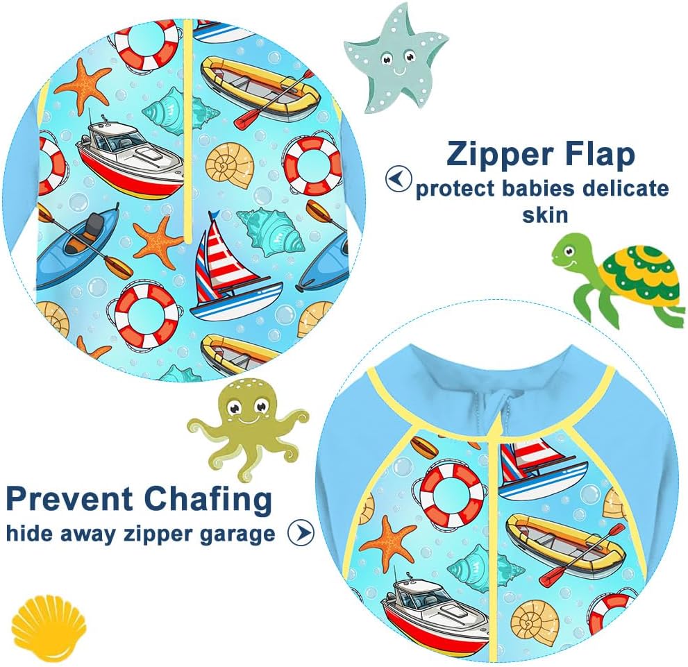 Funnycokid Baby Swimsuit Boy Toddler Bathing Suit Rash Guard UPF 50+ Swimwear 6 Months-4T