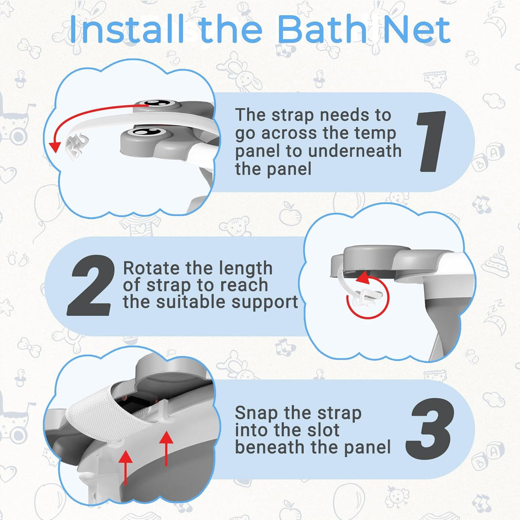 Baby Bathtub, Collapsible Newborn Bathtub for Infant to Toddler 0-24 Months with Soft Cushion and Thermometer,Portable Travel Newborn Tub with No-Slip Feet, Baby Shower Gifts,Grey