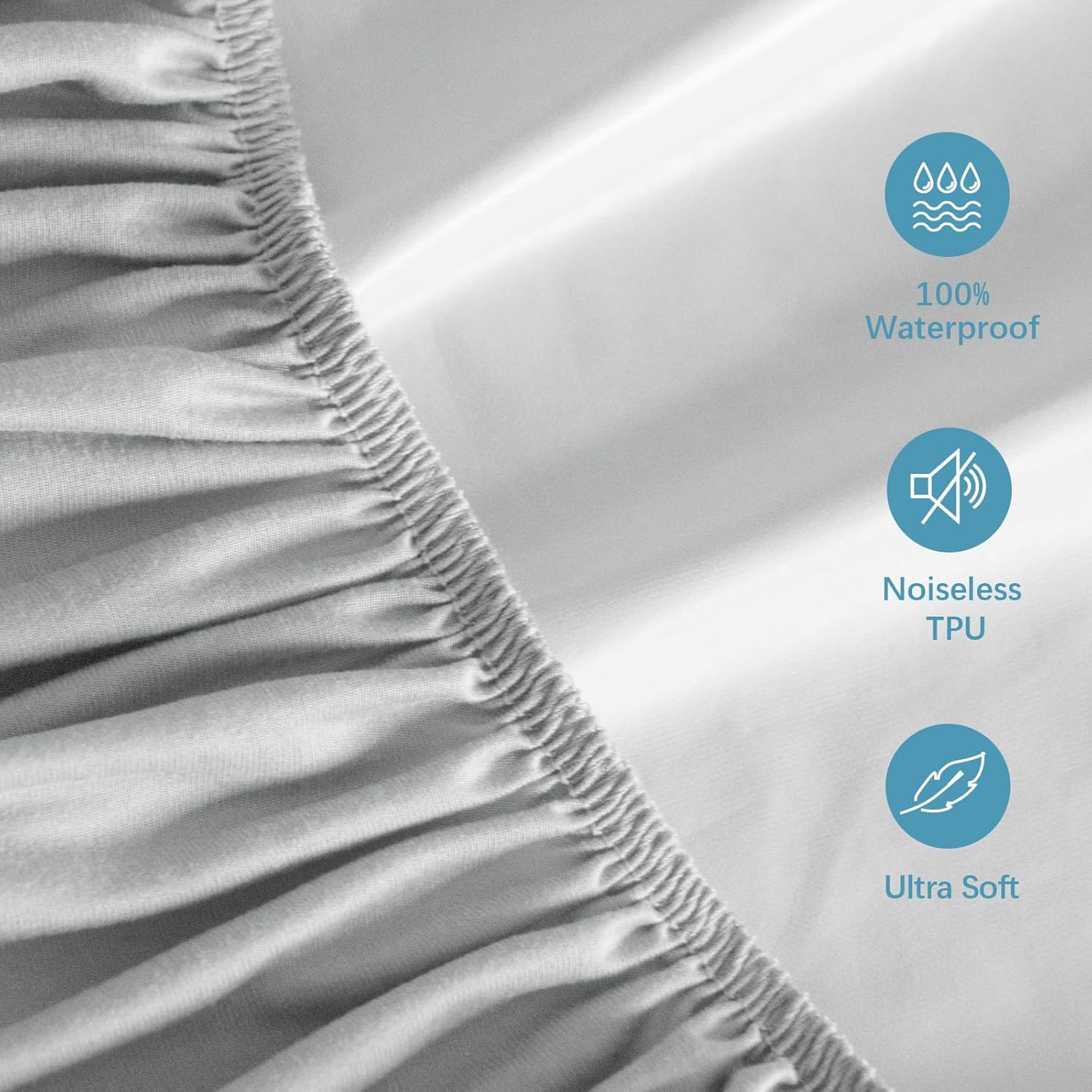 King Mattress Protector Waterproof, Noiseless & Soft Coverage King Size Mattress Cover Fitted Sheets with Deep Pocket up to 14", Super Breathable & Easy Wash Mattress Protector