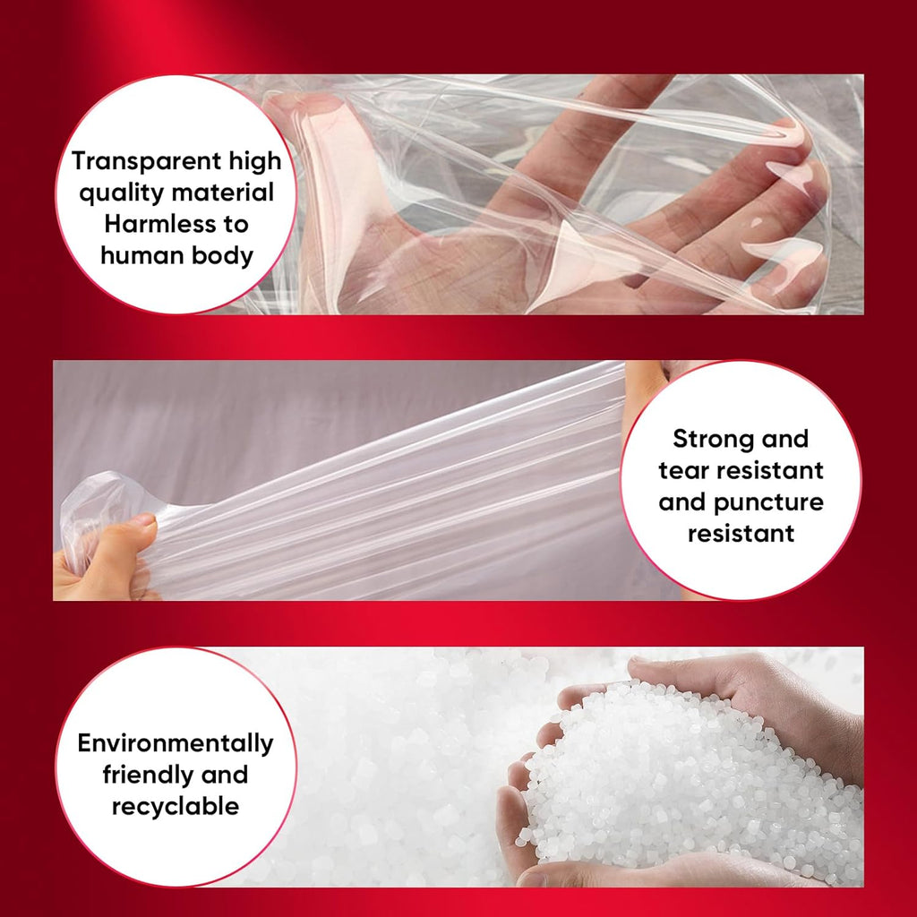 ZCHENBS® – Mattress Bags for Moving and Storage,Mattress Bag with Zippers,5 Mil Ultra-Thick Bed Bag,Waterproof,Anti-Tear,Heavy-Duty Mattress bag (Transaparent/Red, Twin/Twin XL-(2 Pack))