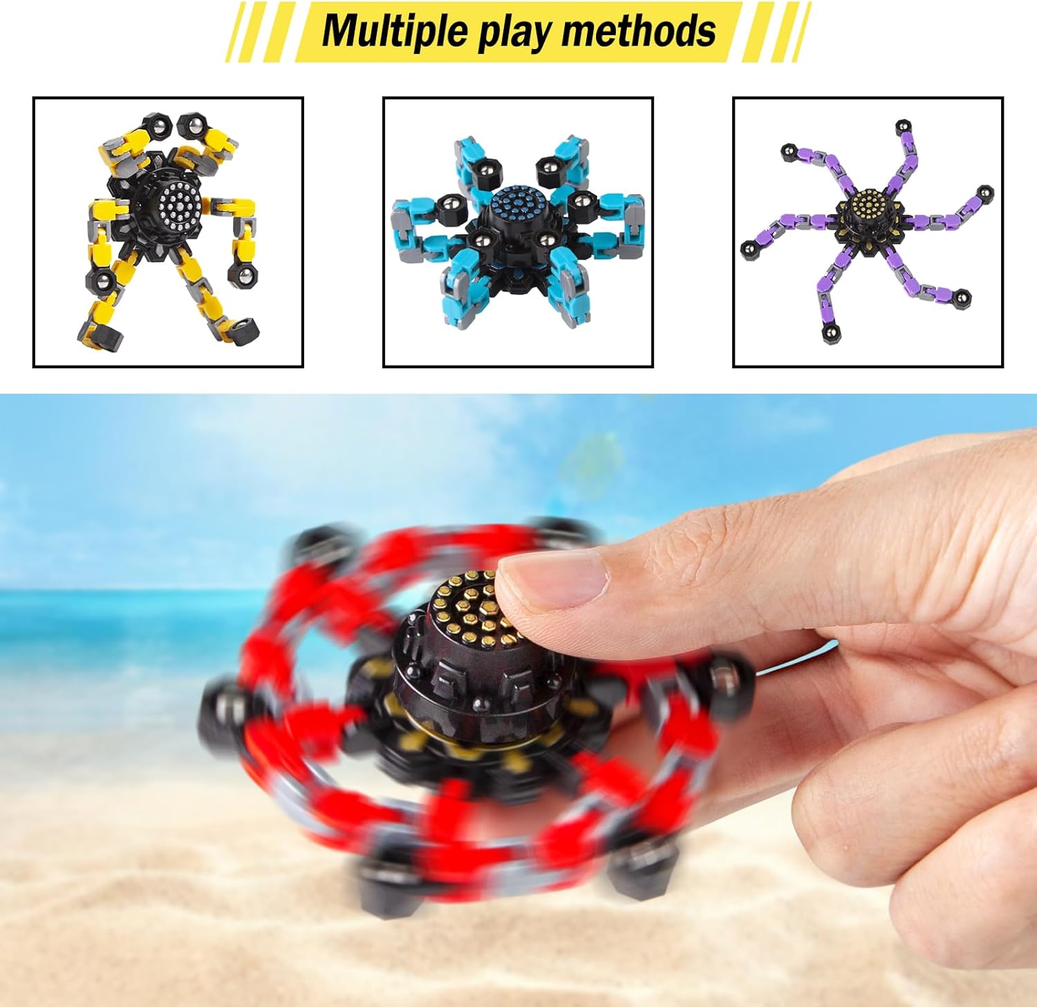 Transformable Fidget Spinners 2 Pcs for Kids and Adults Stress Relief Sensory Toys for Boys and Girls Fingertip Gyros for ADHD Autism for Kids