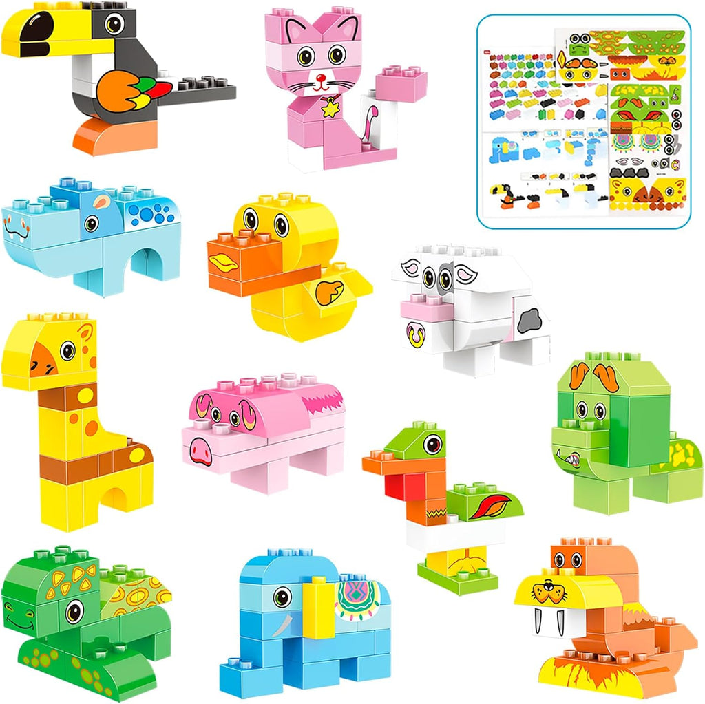 Animals Building Blocks Set, 122 Pieces Animal Building Toy Kit with Storage Box for Kids Ages 3 4 5 6 Years, Creative STEM Educational Preschool Toys for Toddlers Boys Girls Christmas Birthday Gift
