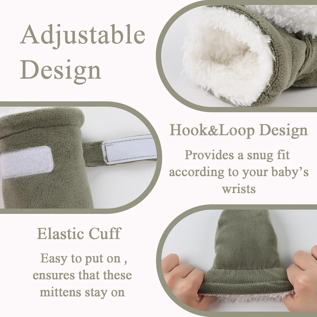 Zsedrut No Scratch Baby Mittens Toddler Infant Fleece Lined Gloves Winter Warm Mitten for Baby Boys Girls