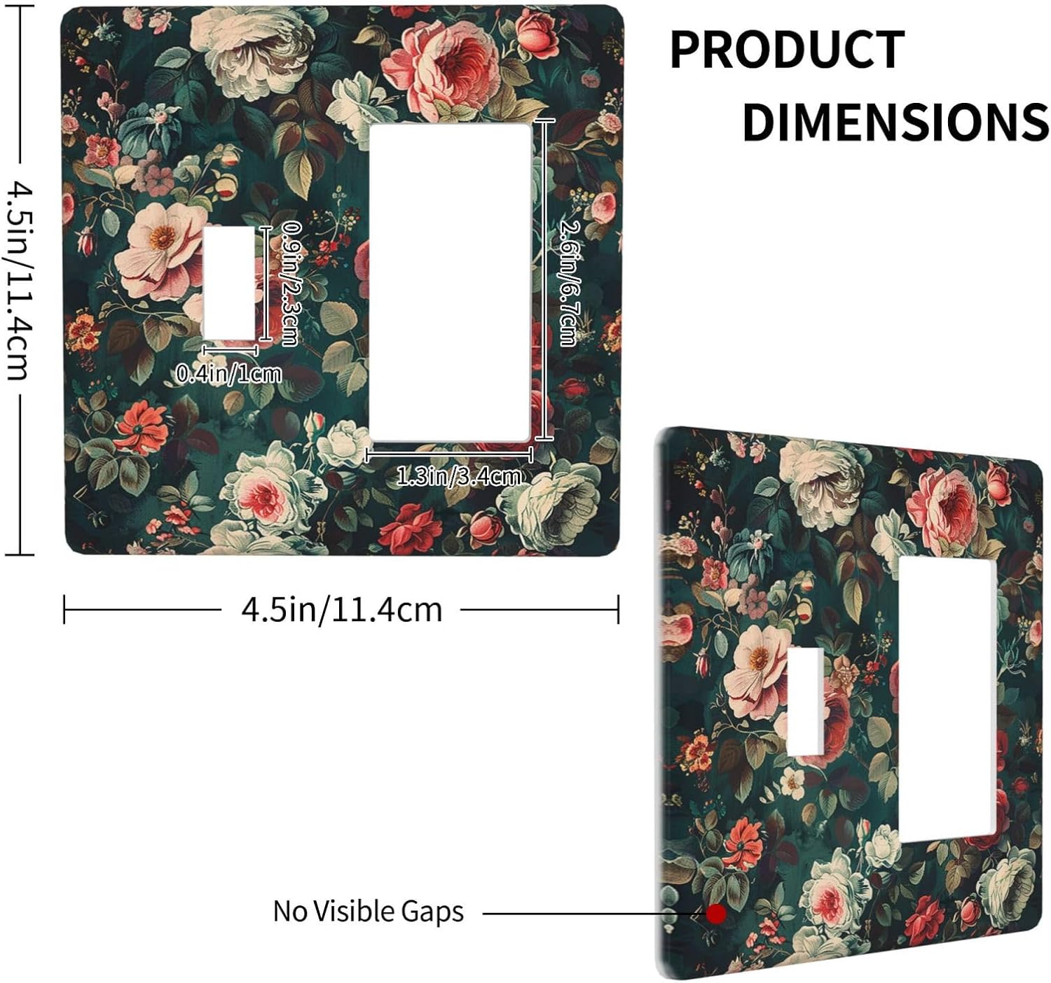 Outlet Covers Baroque Vintage Peony Flower Floral 1 Toggle 1 Rocker Combination Decorative Wall Plate Electrical Switch Plates Light Switch Cover Plate for Bedroom Farmhouse Decor