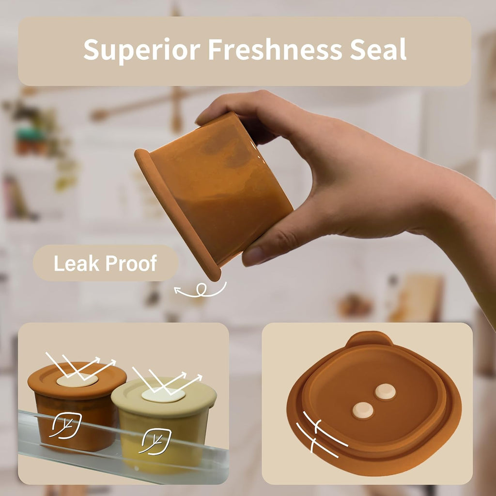 Moonkie Silicone Baby Food Containers | 4 oz Baby Food Storage Jars with Airtight Lids | Reusable Baby Food Jars, Freezer,Microwave and Dishwasher Safe, Perfect for Infant & Toddler