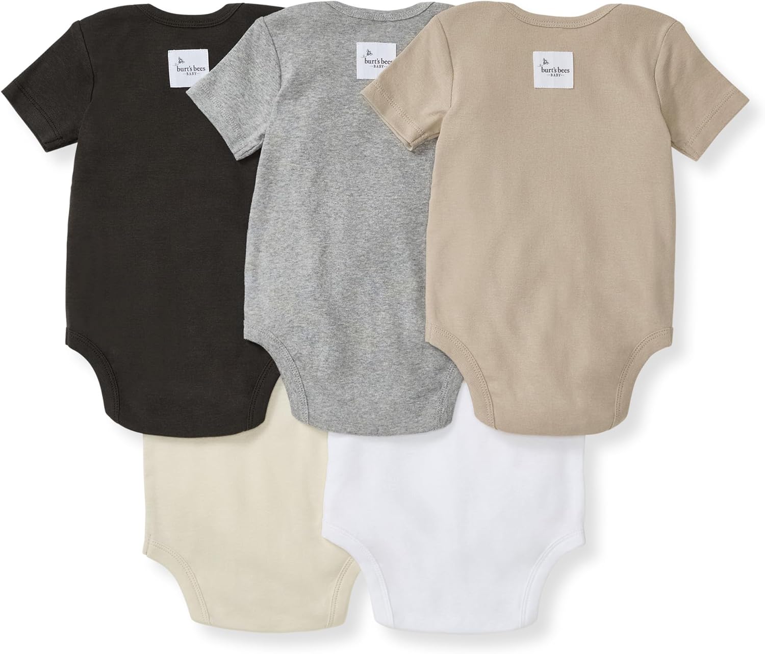Burt's Bees Baby Unisex Organic Cotton Short and Long Sleeve Bodysuits, 5-Pack