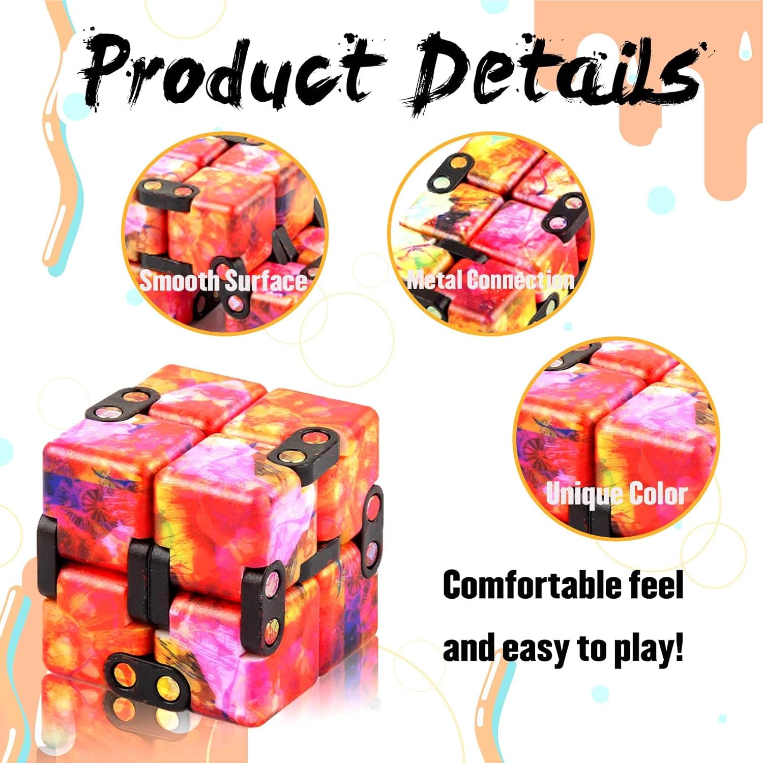 4 Pack Infinity Cube Fidget Toy, Fidgeting Game for Adults, Cool Mini Gadget Best for Stress and Anxiety Relief and Kill Time for ADD/ADHD/OCD A