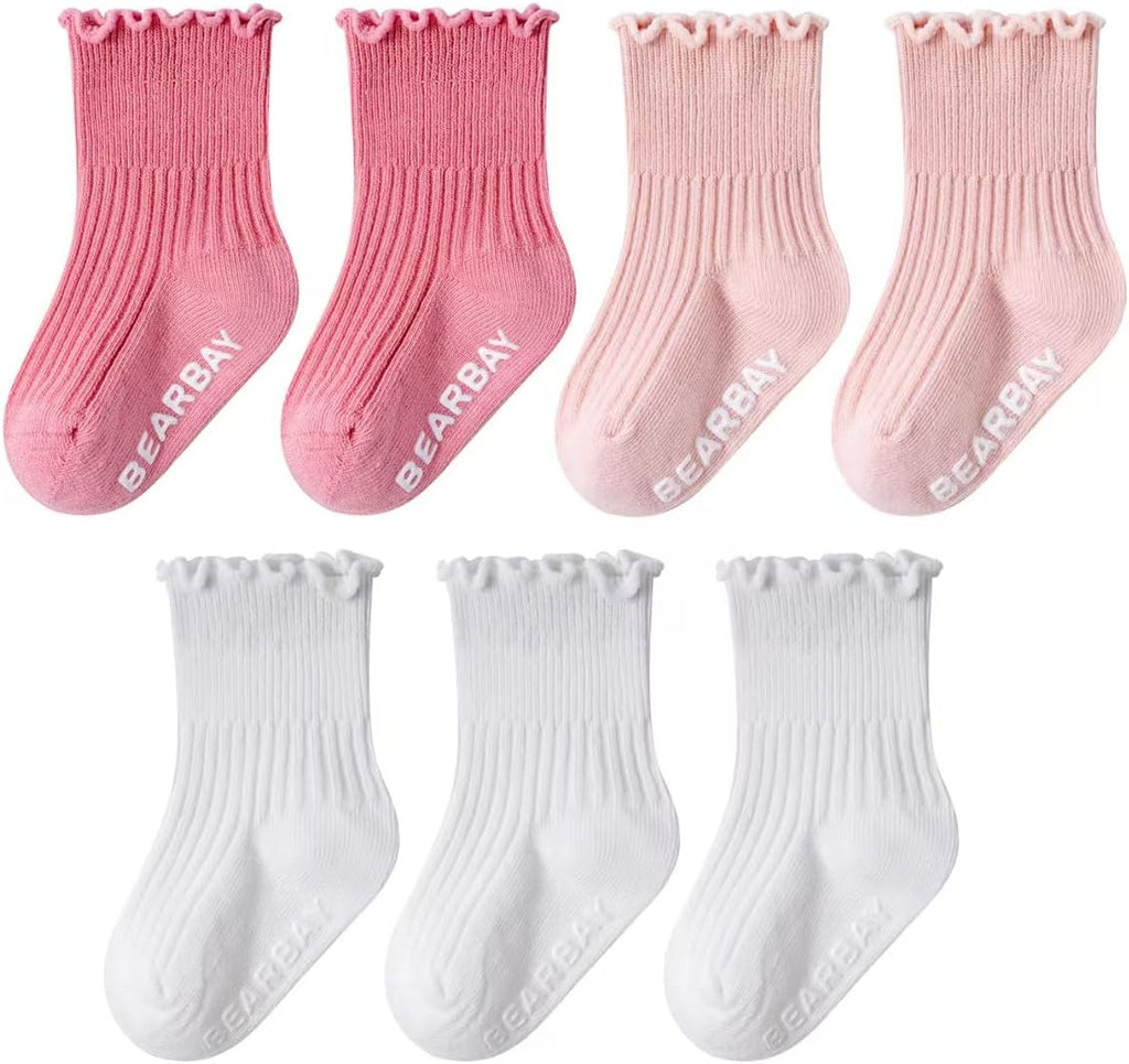 Baby Non Slip Ankle Socks with Grippers for 0 Months-7 Years Old Walking Socks