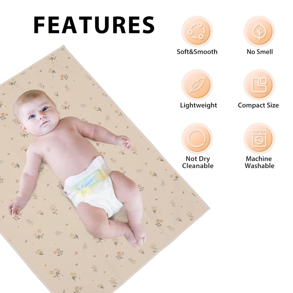 Vegan Leather Baby Changing Mat - Wipeable Portable Changing Pad, Foldable Travel Changing Mat for Baby, Newborns Toddlers Shower Gifts (Flower,20"*28")