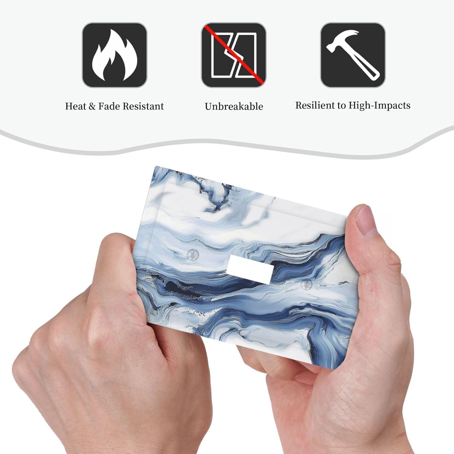 Decorative Light Switch Cover White Marble Navy Blue Line Fluid 1 Gang Single Toggle Device Electrical Faceplate Switchplates Decorator Outlet Wall Plate For Bathroom Kitchen Decor