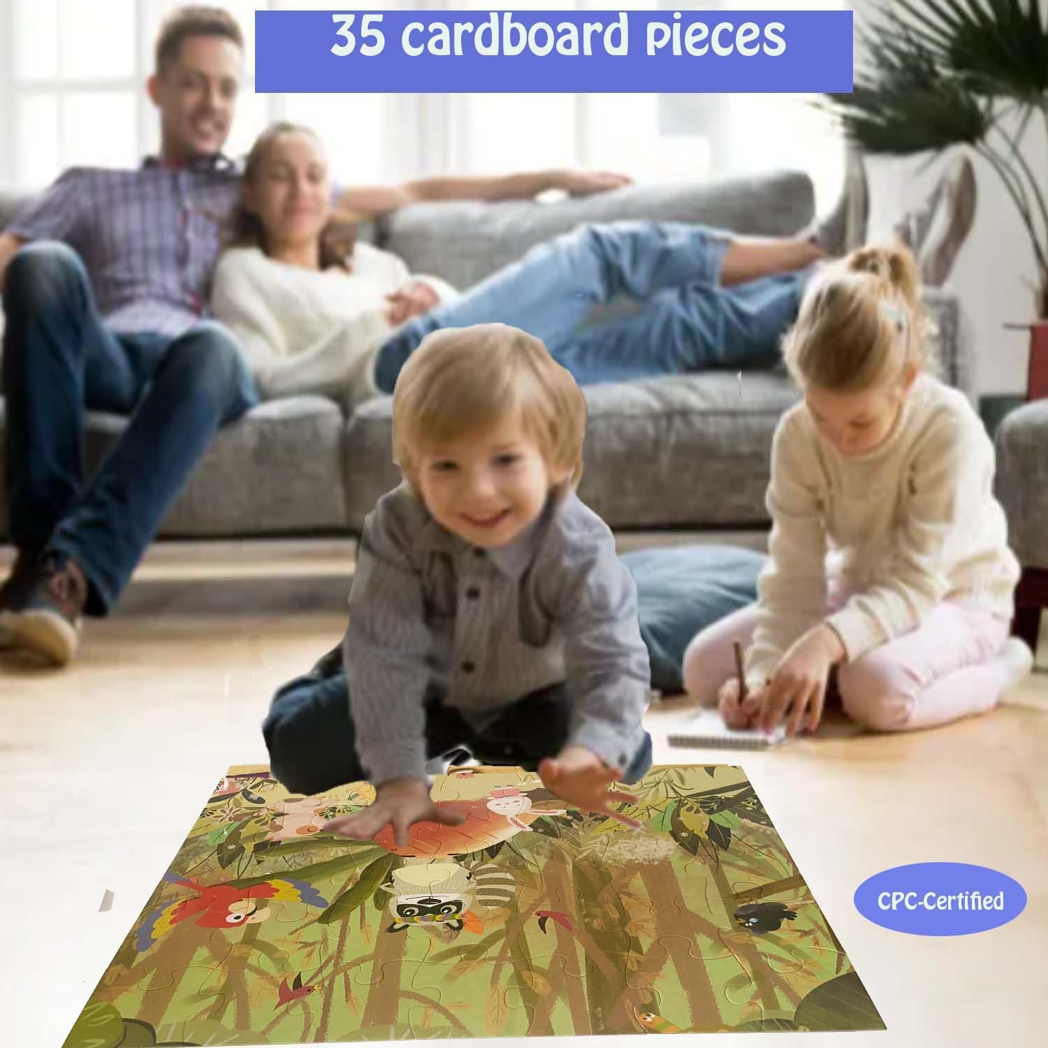 Jumbo Floor Puzzle for Kids, Large Jigsaw Puzzles 35 Piece for Kids Ages 3-5,Preschool Learning & Education Toys, Gifts for 4-8 Year Old Boys and Girls (Forest Animals 2)