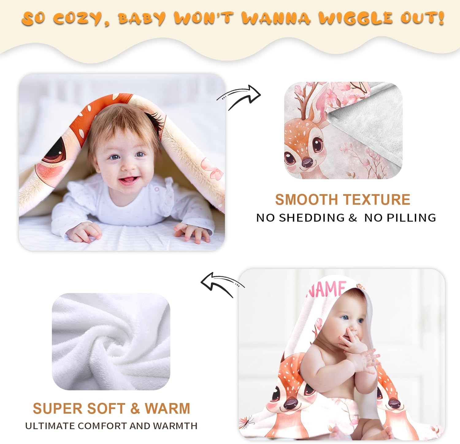 Ship Next Day, Personalized Baby Blanket – Printed in USA, Custom Baby Blanket for Boys & Girls, Baby Blanket with Name, Baby Shower, Easter, Christmas, Birthday Newborn & Toddler Gifts, Baby Gifts