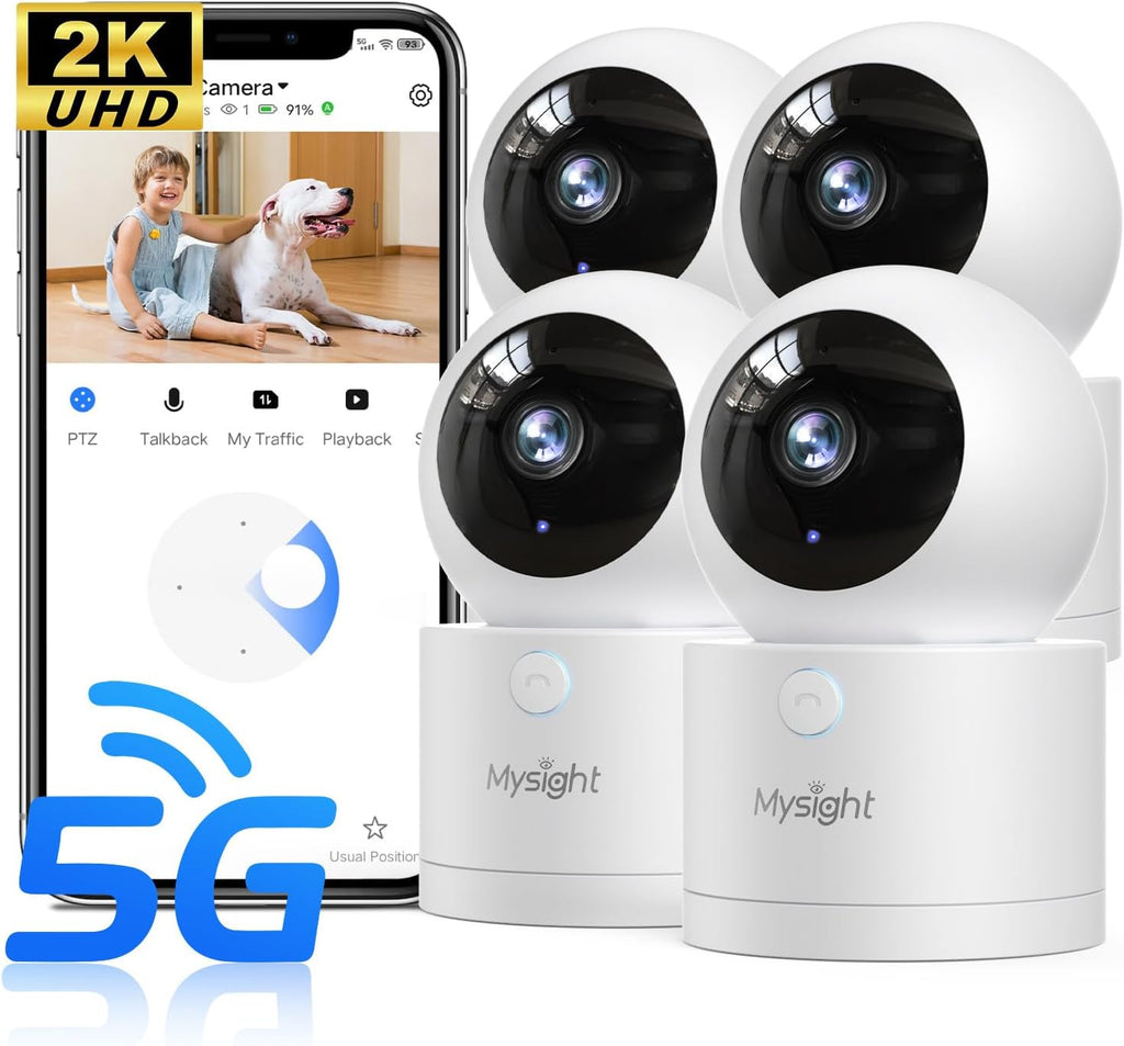 [5G & 2.4G] 2K Pan/Tilt Security Cameras for Home Security Indoor, AI Voice Change for 2-Way Talk, Motion Detection, 24/7 SD Recording/Cloud Storage, Baby Monitor/dog/Pet Camera with Phone App, 4