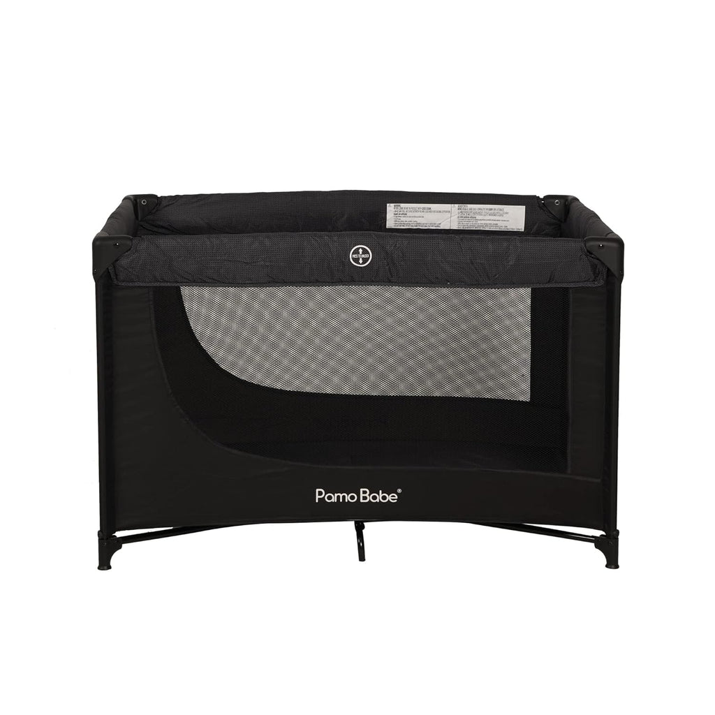 Pamo Babe Portable Crib Baby Playpen with Mattress and Carry Bag (Black)
