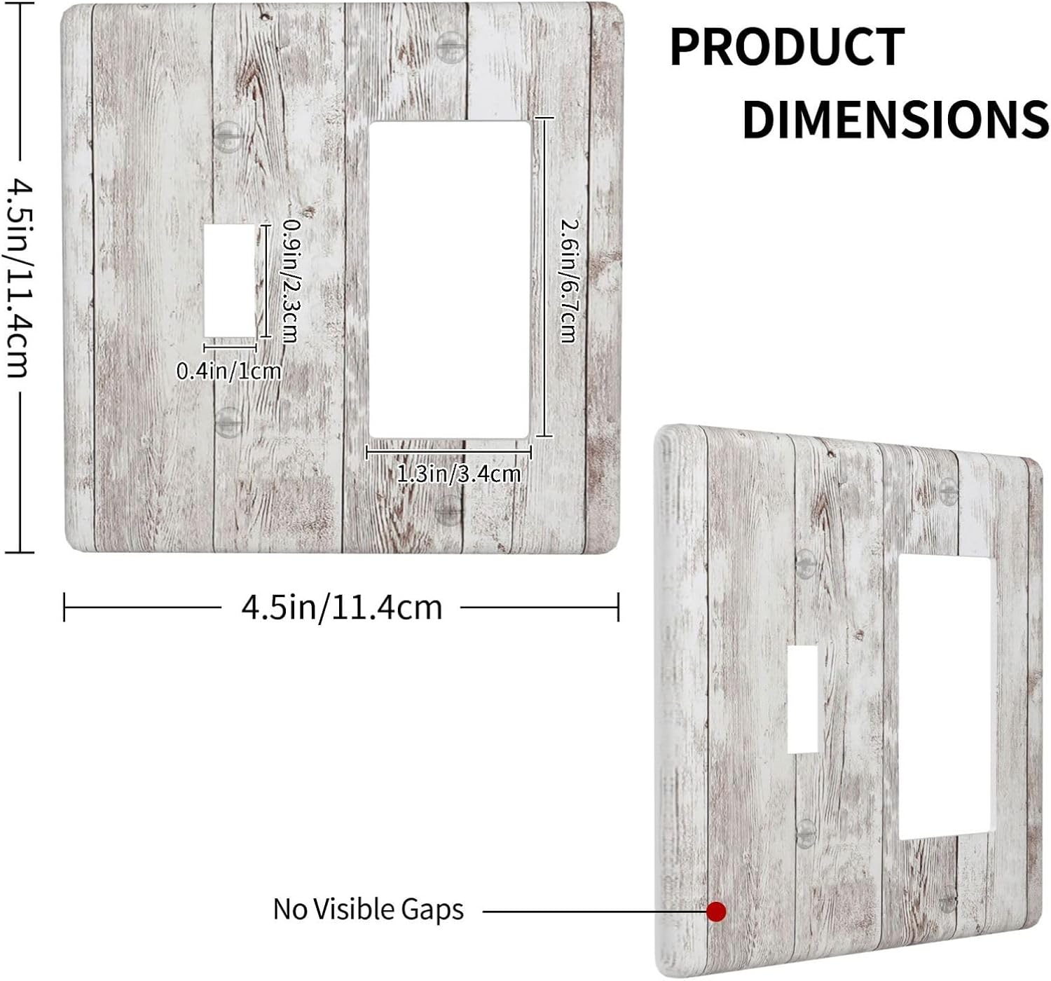 Outlet Covers Rustic Vintage White Wood Grain 1 Toggle 1 Rocker Combination Decorative Wall Plate Electrical Switch Plates Light Switch Cover Plate for Farmhouse Home Decor