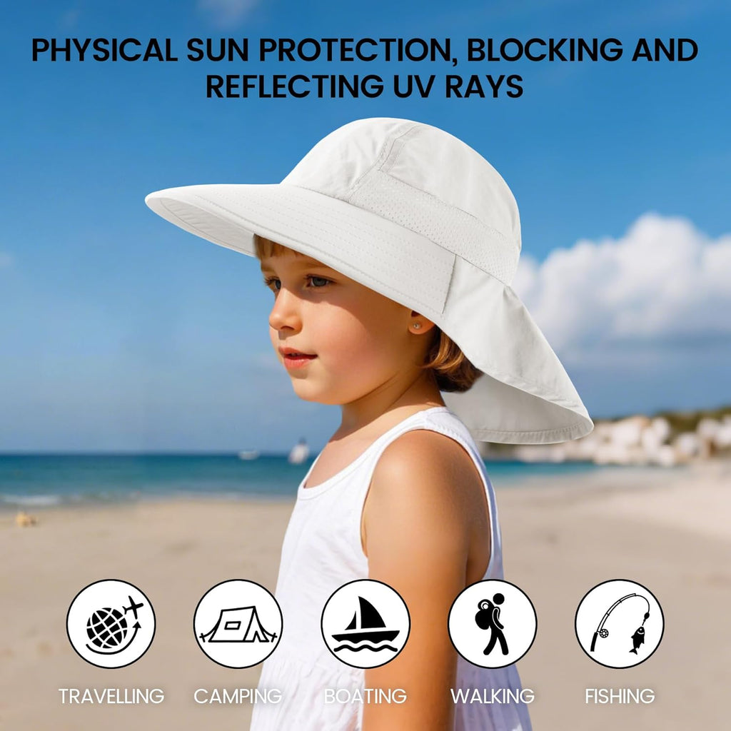 Baby Sun Hat with Neck Flap for Sun Protection Toddler Beach Hat UPF 50+ Outdoors 0-6 Years Boys Girls
