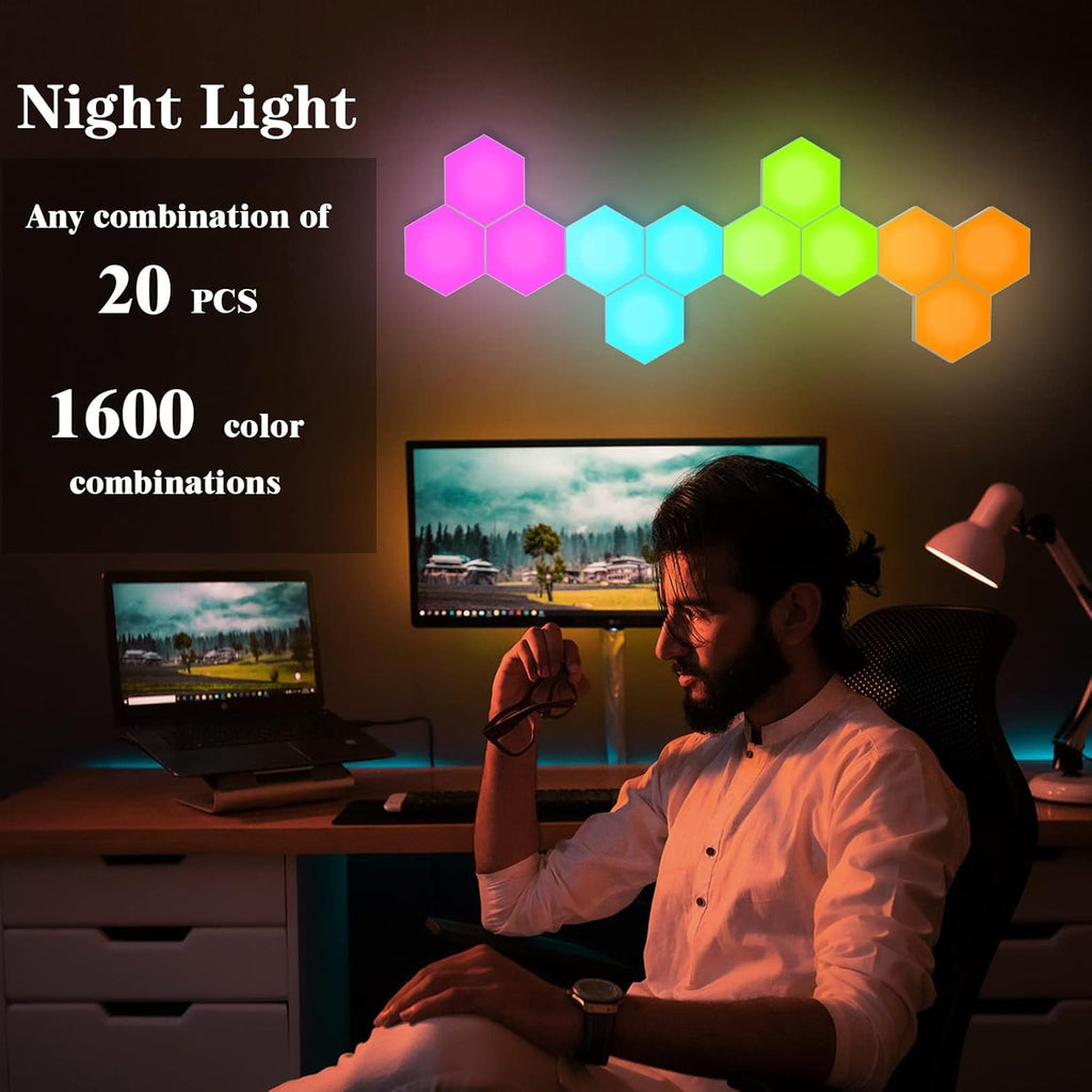 Hexagon Lights, Modular Touch Remote Control LED Wall Panels for Patients with Autism, Game Room Decor, Gift Birthday (12 Pack)