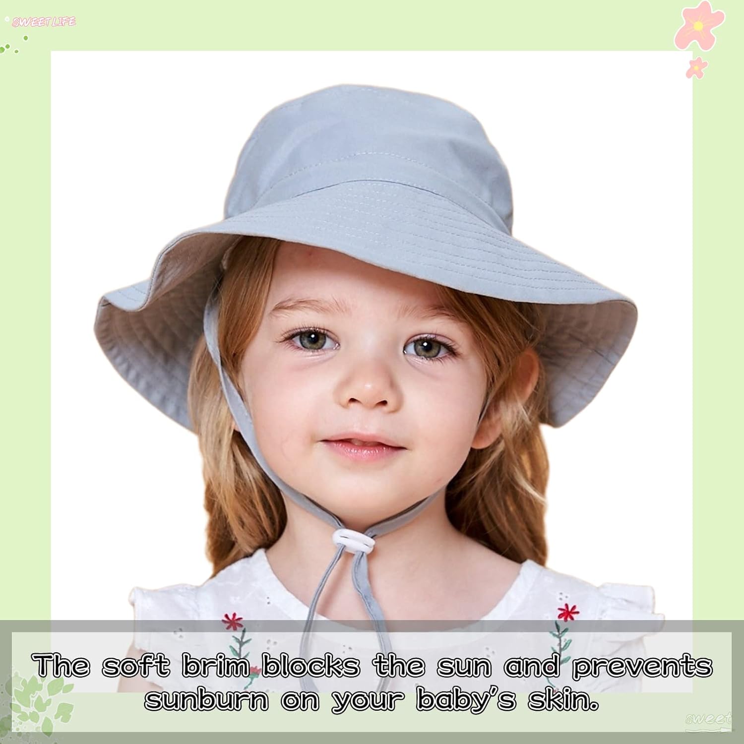 Peecabe Summer Baby Sun Hat for Boys Girls UPF 50+ Wide Brim Toddle Bucket Hat Adjustable Baby Beach Cap 0-8 Years