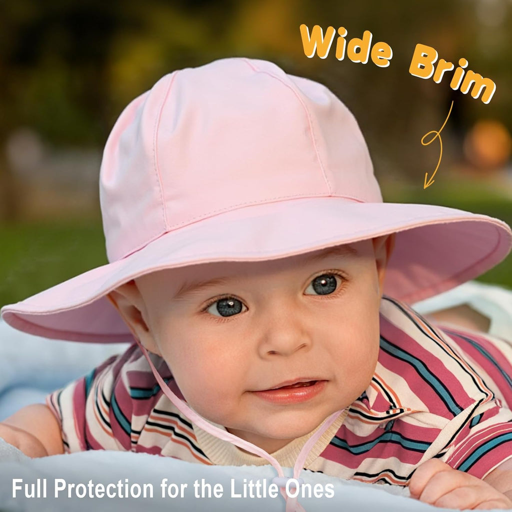 Baby Sun Hat Toddler Girl Beach Hat Adjustable Outdoor Summer Hat UPF 50+ Sun Protection Wide Brim Infant Kids
