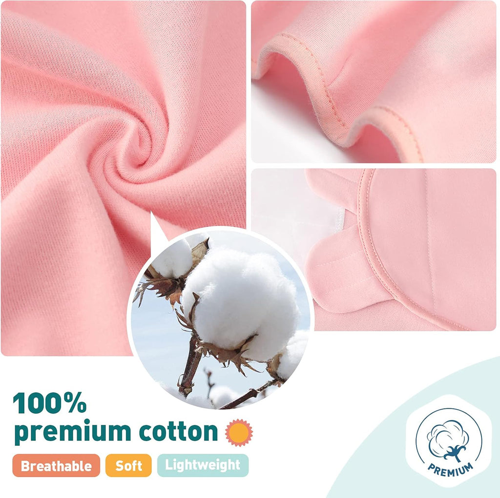 GLLQUEN BABY Swaddle Blankets for Baby Girls, Orange Pink Feather & Wave Point, 3 Pack Wrap Set, Newborn Adjustable Swaddles Sleep Sack, 0-3 Months (Small/Medium)