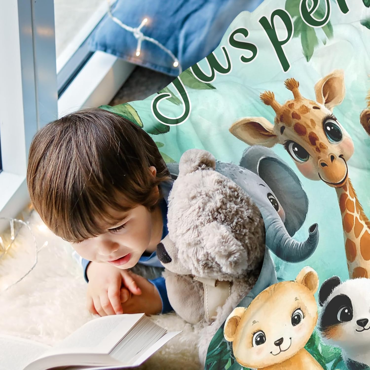 Ship Next Day, Personalized Baby Blanket - Printed in USA, Custom Baby Blanket with Name, Customized Animal Blankets for Boys & Girls, Soft Cozy Receiving Blankets for Toddlers, Stroller Decor Throw