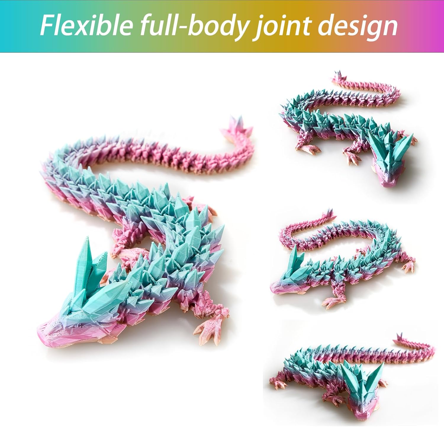 15 inches Dragon with Egg, Colorful Dragon Toy,Articulated Crystal Dragon,Fidget Toy Cool