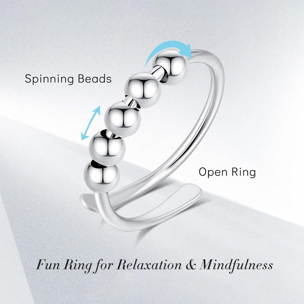 INFUSEU Funny Spinner Fidget Rings for Women Girls Anti Anxiety Stress Worry, Adjustable Size