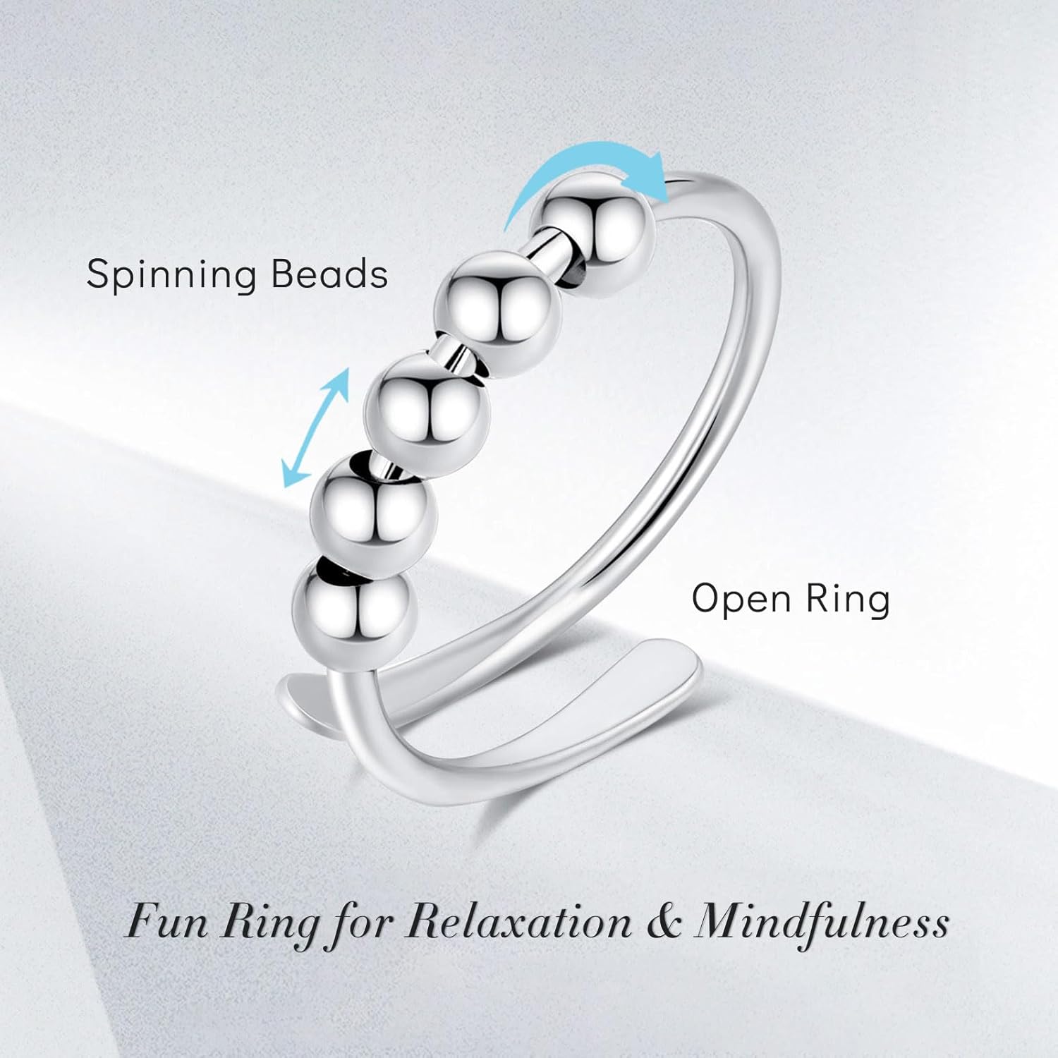 INFUSEU Funny Spinner Fidget Rings for Women Girls Anti Anxiety Stress Worry, Adjustable Size