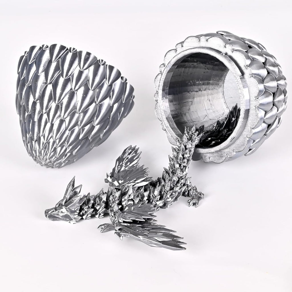 12inch Fly Dragon Egg, Year of The Dragon, 3D Printed Dragon, Executive Desk Toys, Articulated Dragon, Fidget Toys Gifts for Graduates Students Teachers Adults (Grey)