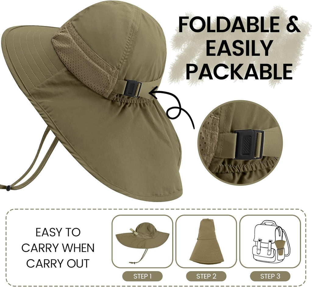 Baby Sun Hat with Neck Flap for Sun Protection Toddler Beach Hat UPF 50+ Outdoors 0-6 Years Boys Girls