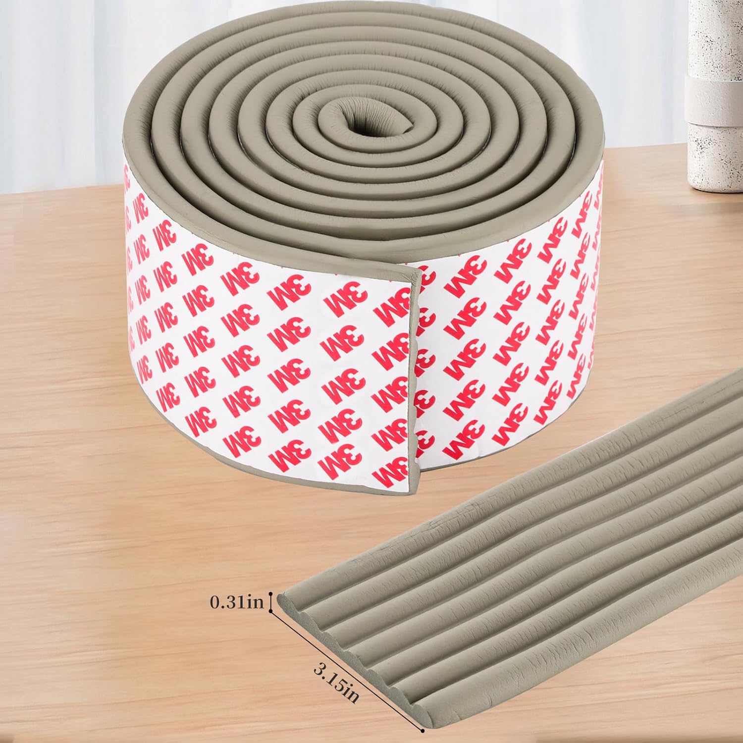 Corner Protector for Baby, Widen Edge Protector with Adhesive Backing, Baby Proofing Edge Corner Protectors Self Adhesive Furniture Corner Guard Bumper for Table, Desk, Fireplace (Gray, 6.6ft)