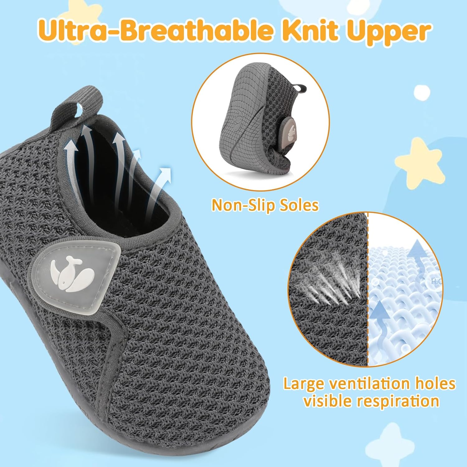 FEETCITY Toddler Walking Shoes Slip On Toddler Shoes Boys Girls Kids Sports Sneakers Casual School Shoes Barefoot Shoes