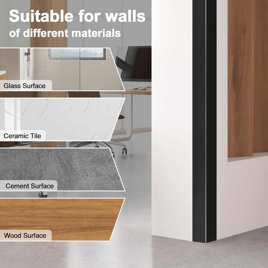 4PCS 45" Black Metal Corner Protectors, Aluminum Self Adhesive Corner Guards, Metal Wall Edge Protector Strip, Furniture Corner Protectors, Wall Cabinet Baseboard Decoration 45" x 1"