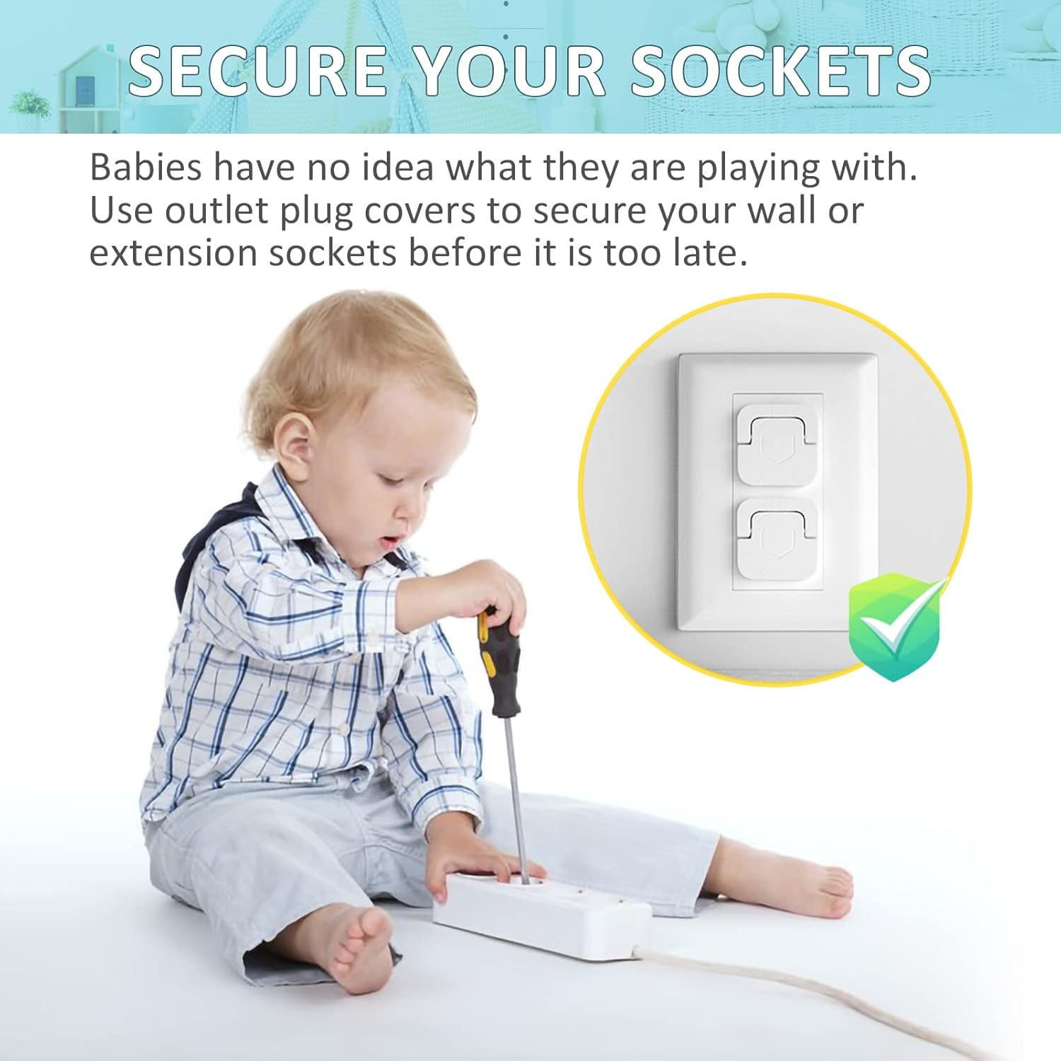 4our Kiddies Baby-Proof Outlet Covers (60 Pack) - Child Safety Electric Plug Protectors to Prevent Power Shock