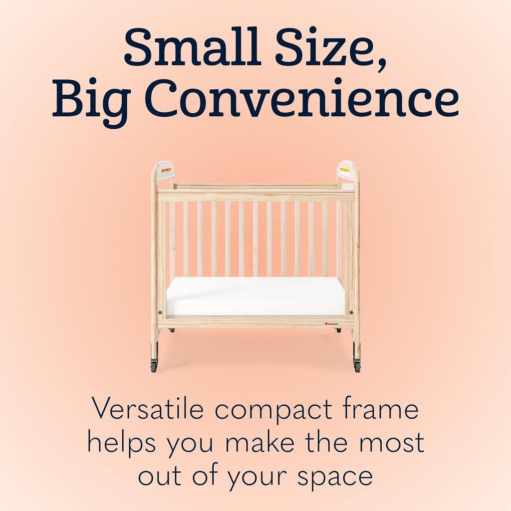 Foundations Serenity 3-Panel Clearview Compact Crib, Fixed-Side, Natural Wood
