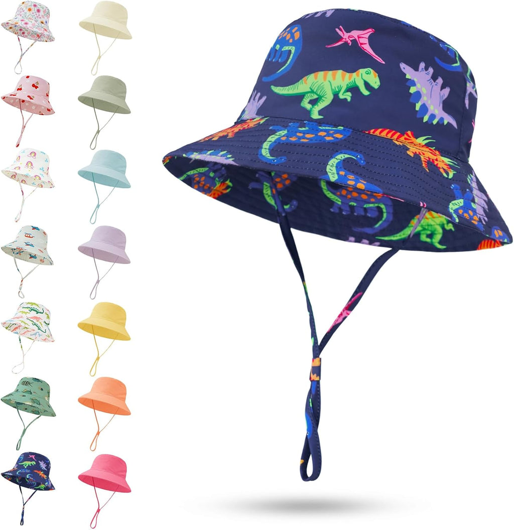 Baby Sun Hat 0-6 Years Toddler Boys Girls Adjustable Bucket Hats Kids Bucket Hats UPF 50+ Wide Brim Beach Swim Pool