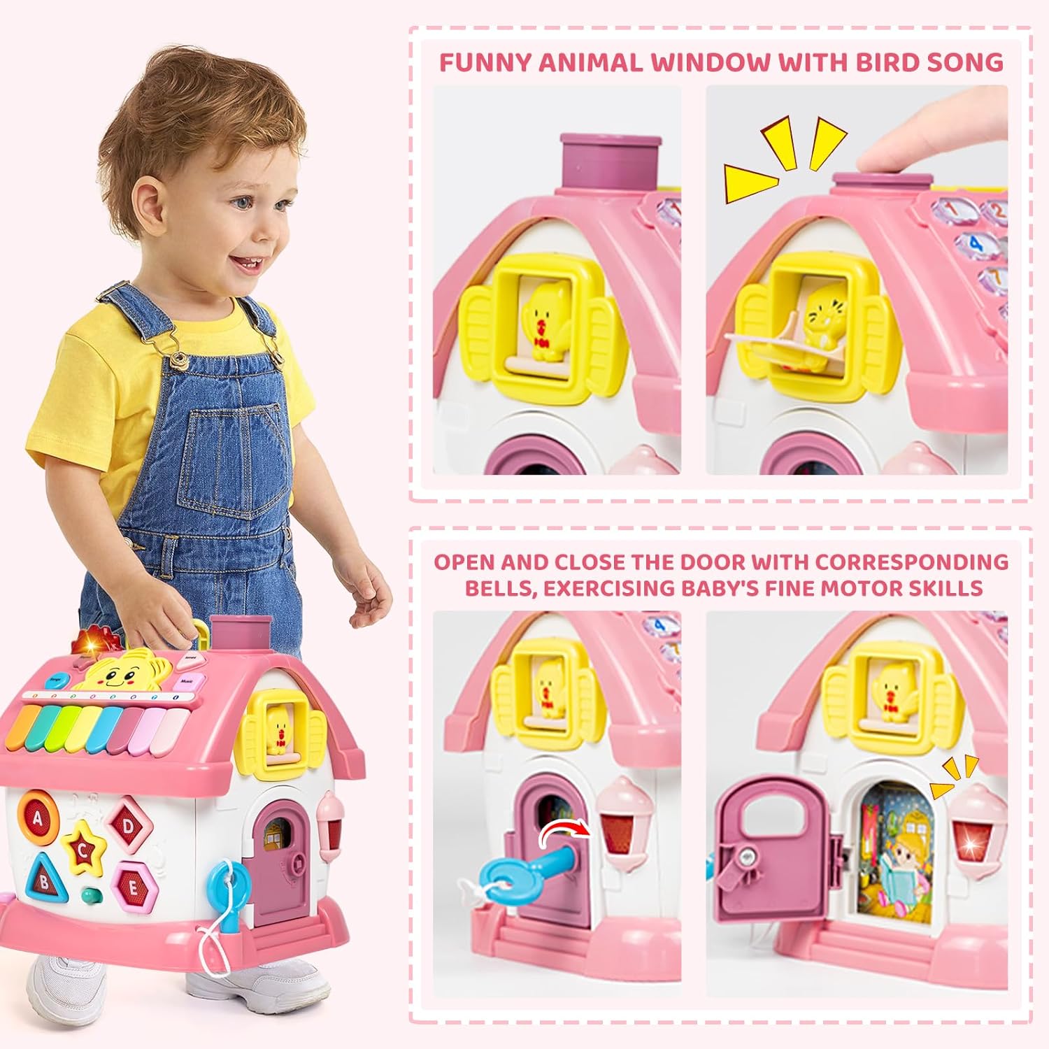 Marstone Toddler Toys for 1 Year Old Girl Gifts: First 1st Birthday Gifts for Girls and Boys, 8-in-1 Musical Learning House Montessori Baby Toys 6-12 12-18 Months, Educational Toddler for Ages 0-2