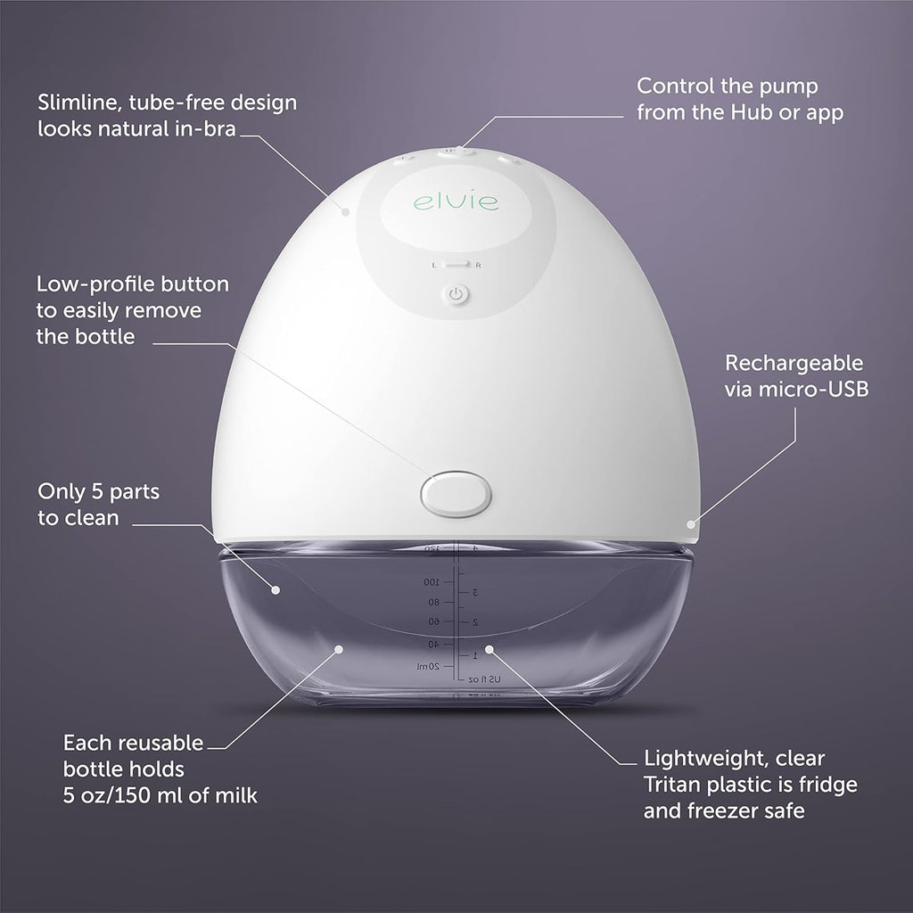Elvie - Double, Wearable Breast Pump w/App - The Smallest & Quietest - Portable - Hands Free & Discreet - Automated w/Four Personalized Settings - Includes 3 Sets of Breast Shields