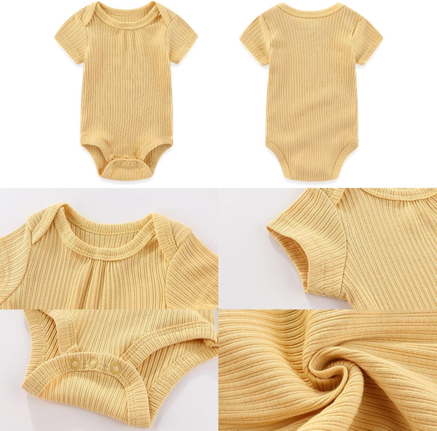 Four Seasons Baby Boy Girl Bodysuits 5-Pack Cotton Comfort Short Sleeve Baby Clothes Soft Infant Outfits