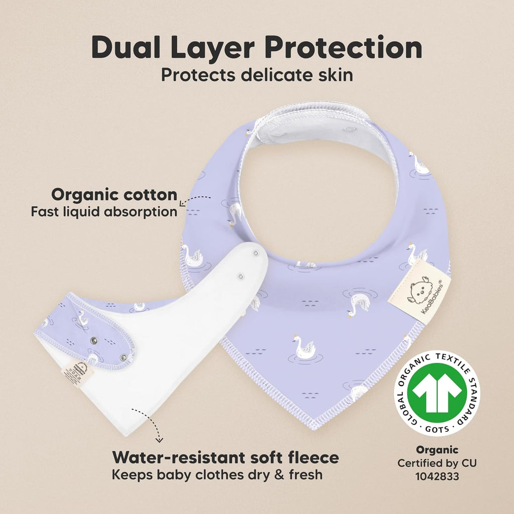 8-Pack Organic Baby Bandana Bibs for Girls - Super Absorbent Triangle Baby Bibs for Drooling and Teething Infant, 100% Cotton Extra Soft for Newborn, Infant 0-36 Months (Lunaris)