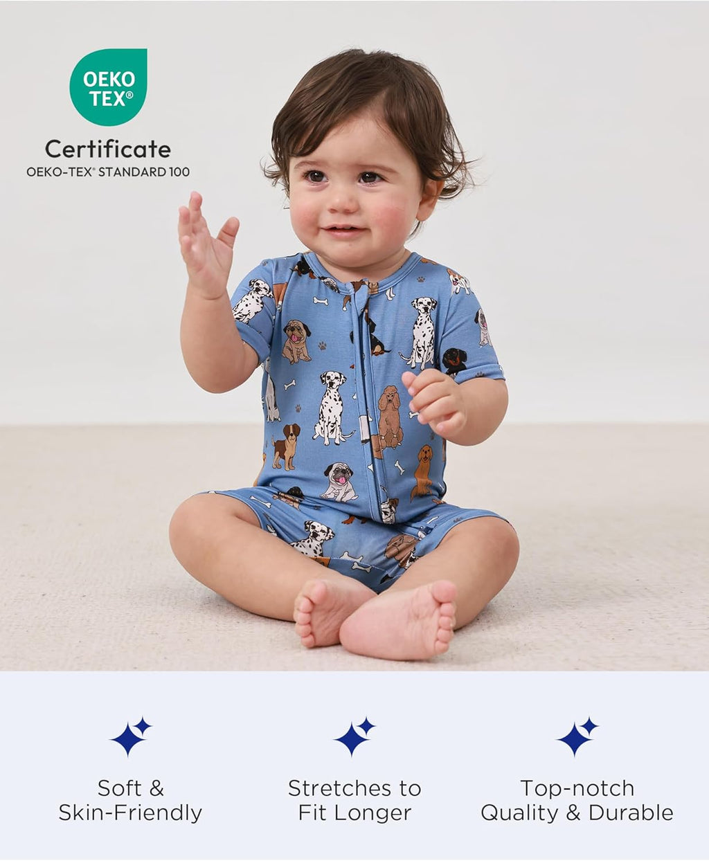 Baby Boys Bamboo Viscose Short Sleeve Romper Soft Comfy Infant Summer Jumpsuit