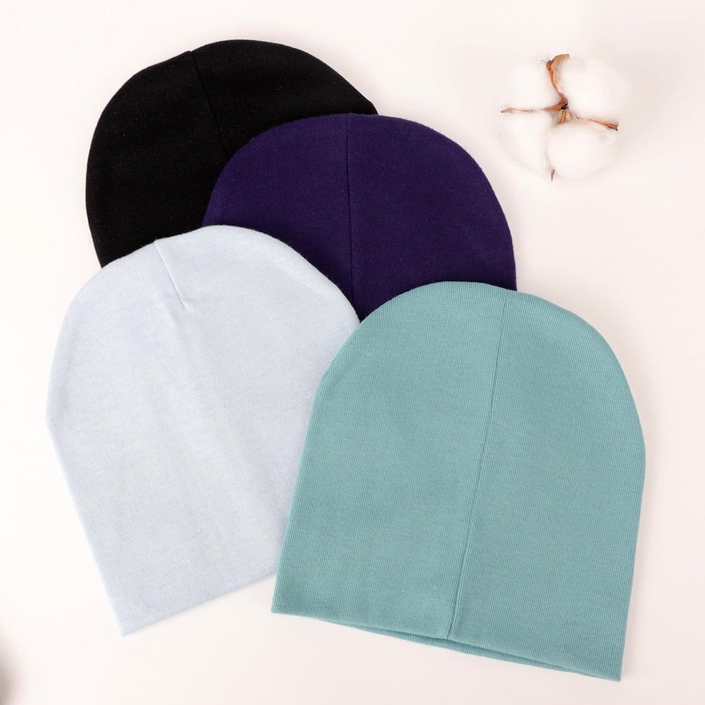 DRESHOW BQUBO 4 Pieces Baby Beanie Newborn Toddler Soft Cute Knit Hat Hospital Hats for Baby Boys Infant Cap Beanies