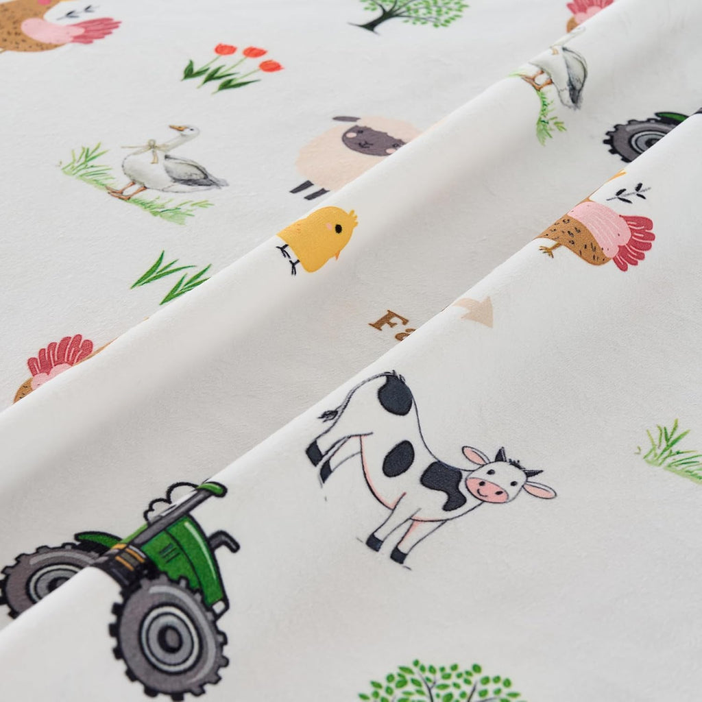 Baby Blanket 30x40 Inches Soft Double Layer Fleece Throw with Great Farm Print Gender Neutral Crib Blanket for Infant, Toddler, Newborn Baby Girl or Boy Shower Gift