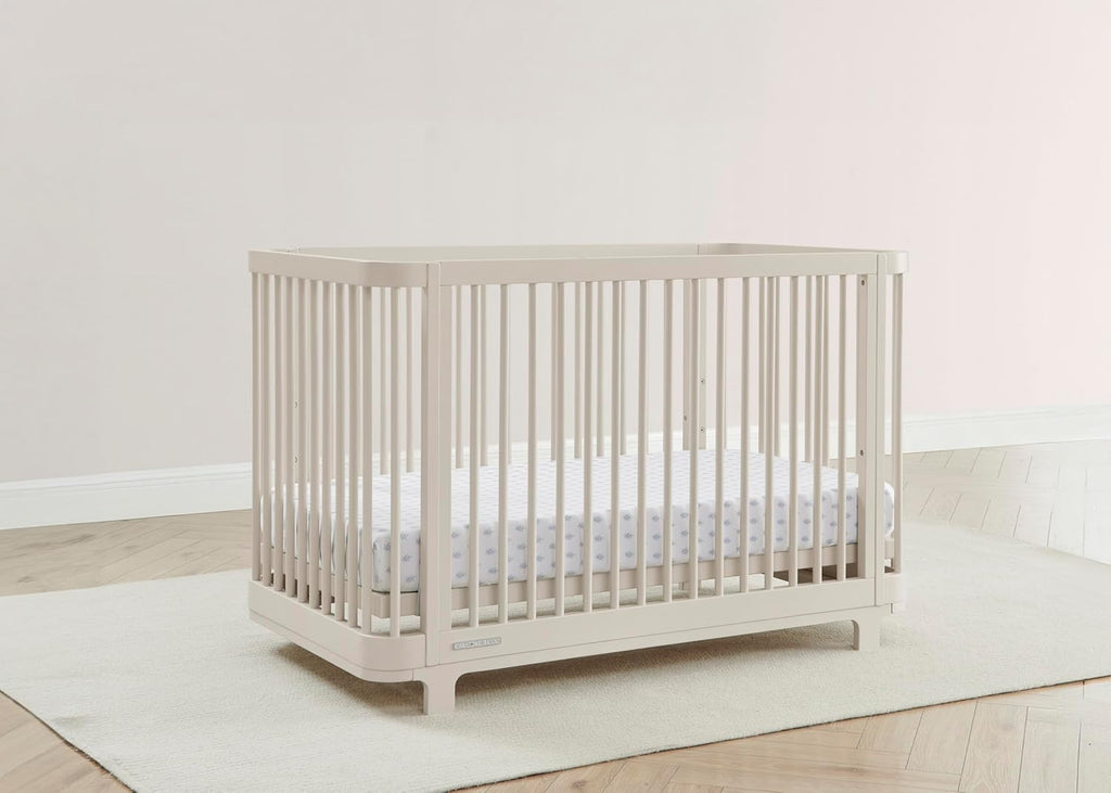 Delta Children Nest Crib and Dresser Nursery Furniture – 4-in-1 Convertible Crib | Brooks 6 Drawer Dresser | Soft Beige